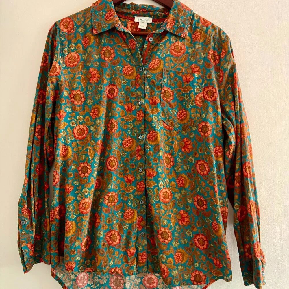 Sundance Floral Button Down Top Women's size medium - Picture 1 of 2